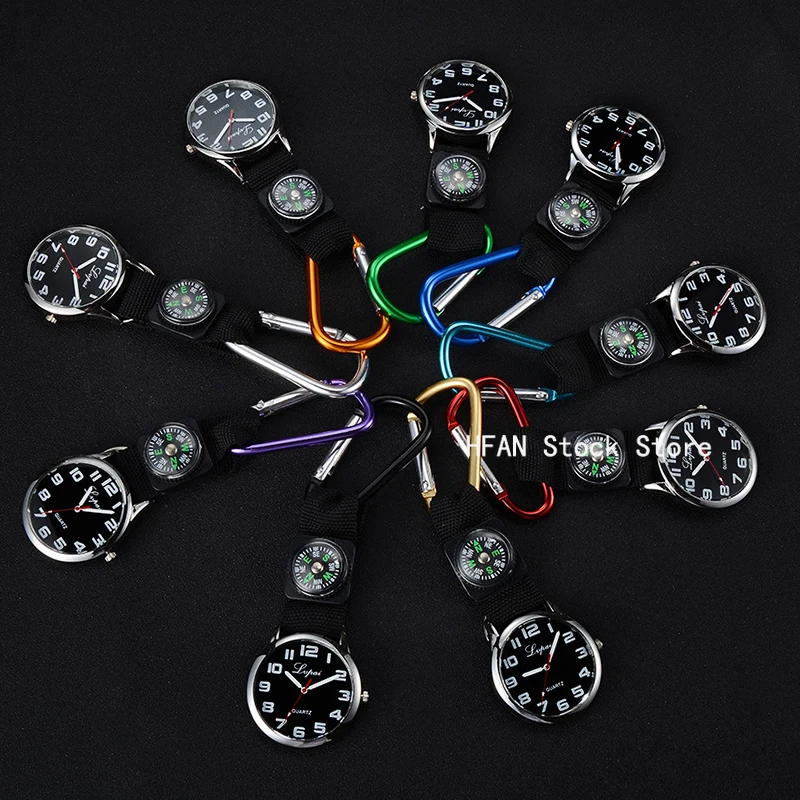 Montre Numérique à Mousqueton Avec Boussole - En Acier Inoxydable - À Clipser Sur Sac Ou Ceinture - Pour Sport, Randonnée, Infirmières, Médecins