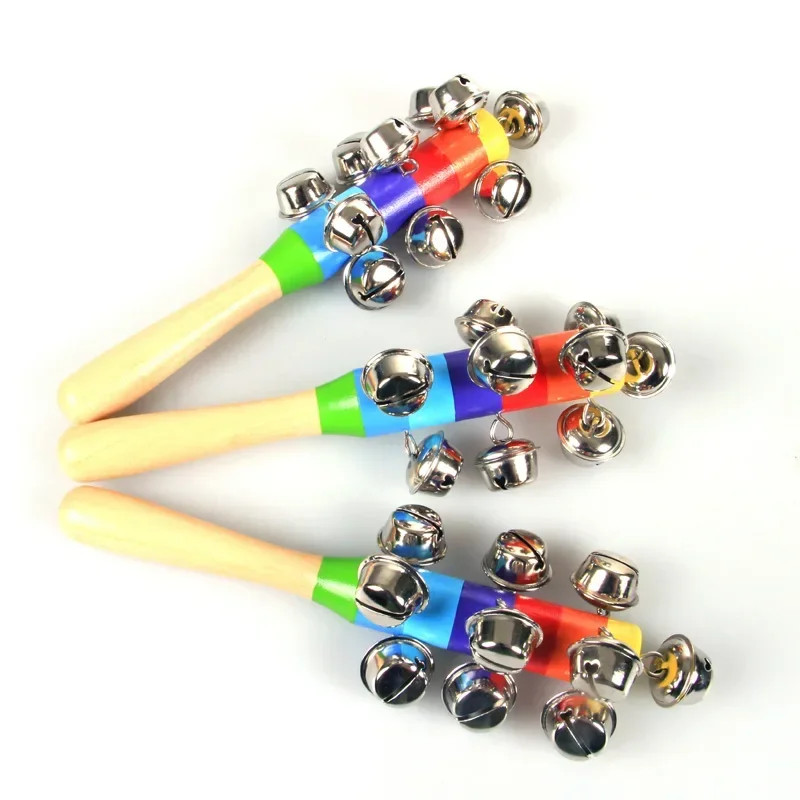 Colorful Rainbow Hand Held Bell Stick Wooden Discussion Musical Toy for Adult KTV Party Kids Game Gift 3
