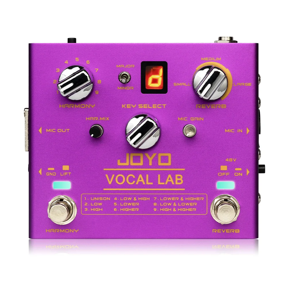 JOYO R-16 VOCAL LAB Vocal Reverb Guitar Effect Pedal 9 Vocal Harmony & 3 Vocal Reverb Effect Guitar Pedal 