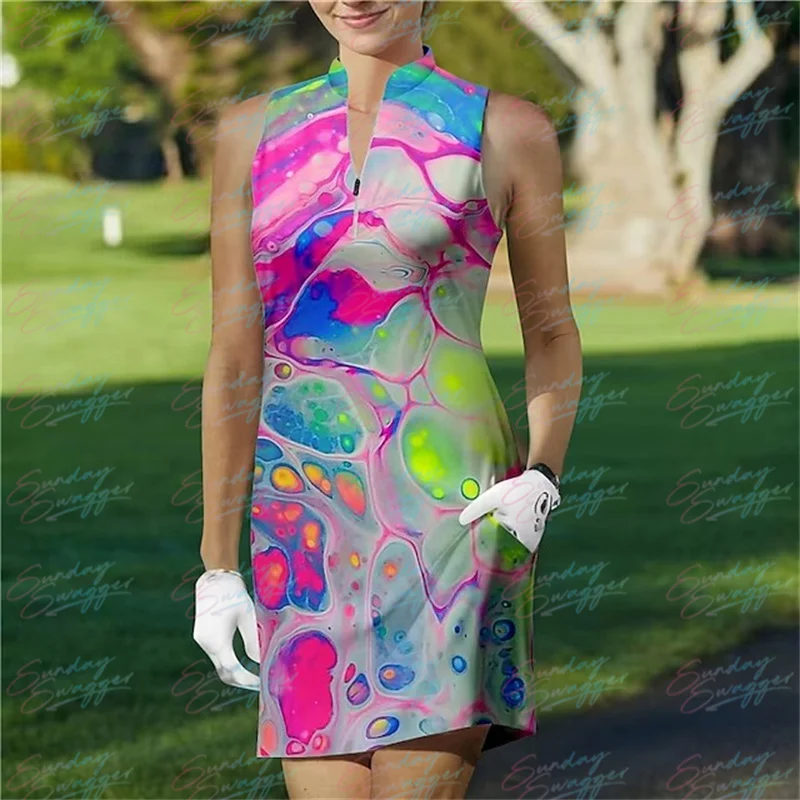 

Sleeveless Dress Summer Golf Fashion Casual Printing Fitness Breathable Quick Drying Training Sportswear Women's Dress