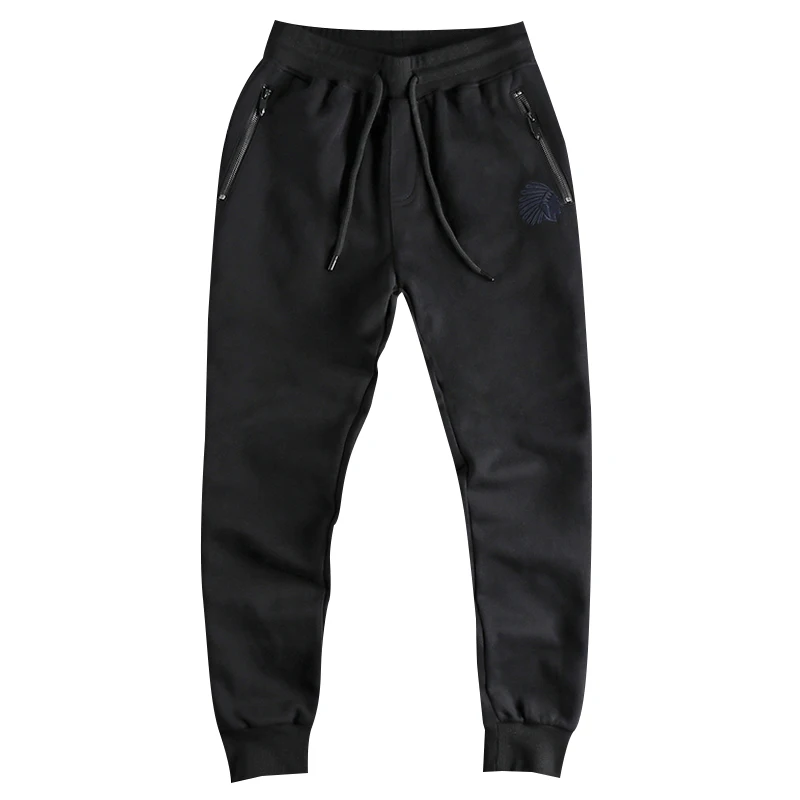 Autumn American Retro Terry Knitted Embroidery Men Sweatpants Simple Elastic Waist Drawstring Sport Casual Youth Slim Pants