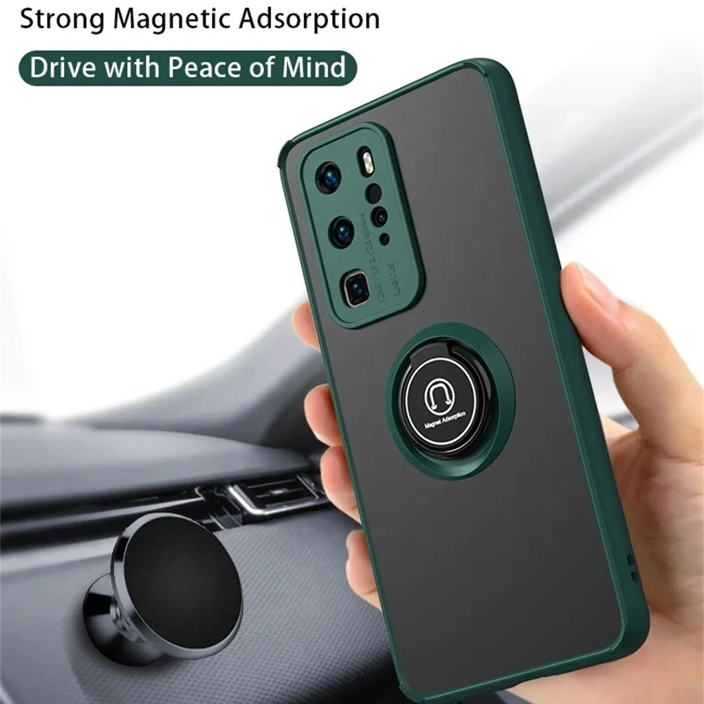 Shockproof Matte Clear Magnetic Ring Holder Case