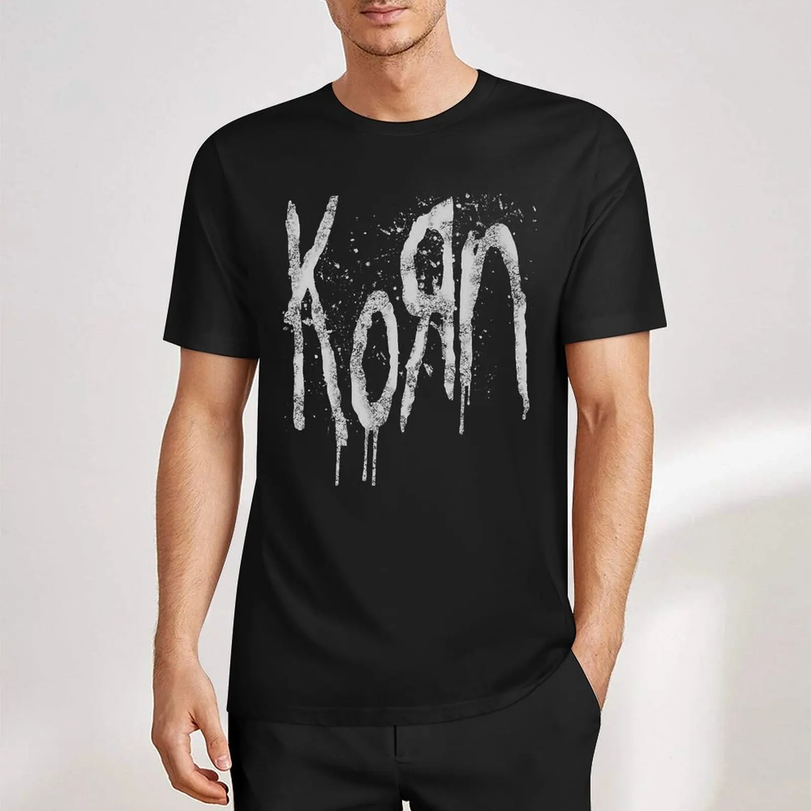 Футболка с логотипом Rrock Bands Music Korns, Повседневная Толстовка из чистого хлопка в стиле панк с коротким рукавом