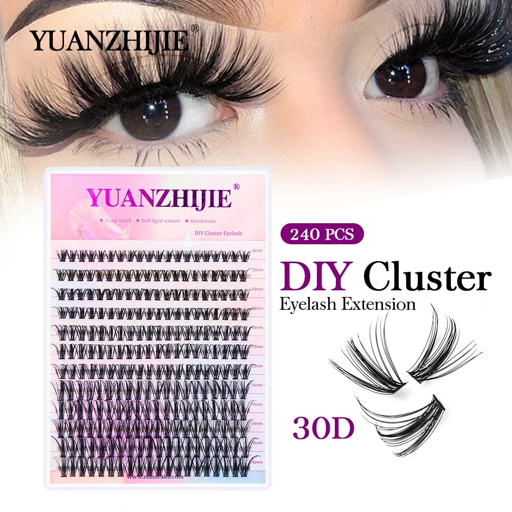 

YUANZHIJIE Individual Lashes Extension Natural Faux Mink Eyelashes 30D/40D Cluster Eyelash Extension