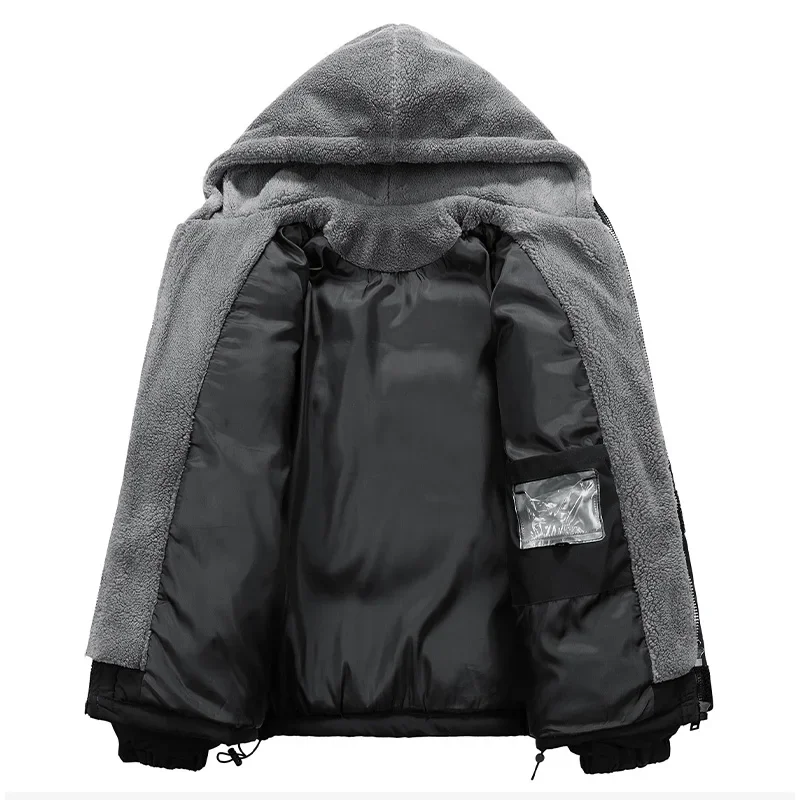 8XL puffer jacket mens thick warm plus size winter jacket men cotton fleece padded hooded parkas fake two piece coats outwear cotton jacket parkas coat parka coat puffer jacket
