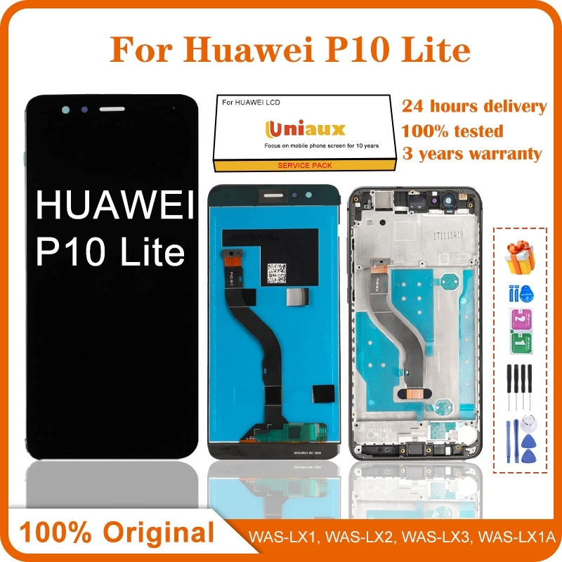 Lcd Originale Da 5.2 "Con Cornice Per Huawei P10 Lite Schermo Lcd Per Huawei P10 Lite Was-Lx1 Was-Lx1A Was-Lx2 Was-Lx3 Display Sostituire