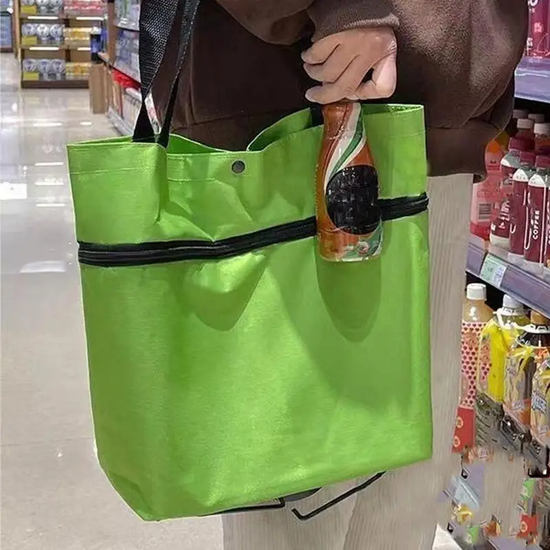 Foldable Shopping Bag With Wheels Portable Grocery Bags Travel Bags 2 In 1 Large Capacity Bag Portable Shopping Reusable