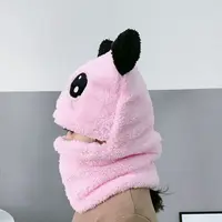 Cartoon Hat for Girls Boys Scarf Thicken Cap Winter Hat for Kids Newborn Baby Stuff Children Hat Plus Fleece Kids Caps 6