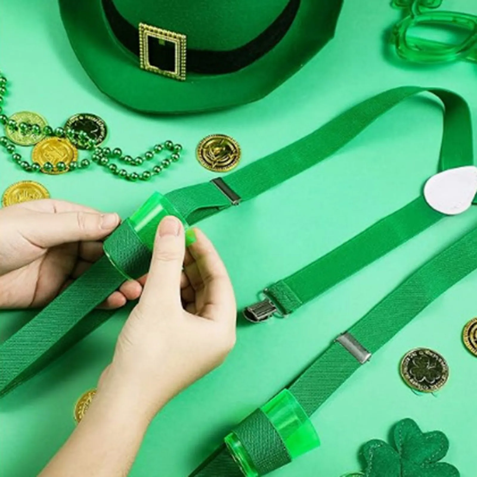 Ireland St. Patrick's Day Waiter Cosplay Costumes Green Plaid Dress Top Hat Accessories Suit Saint Patrick Holiday Party Costume