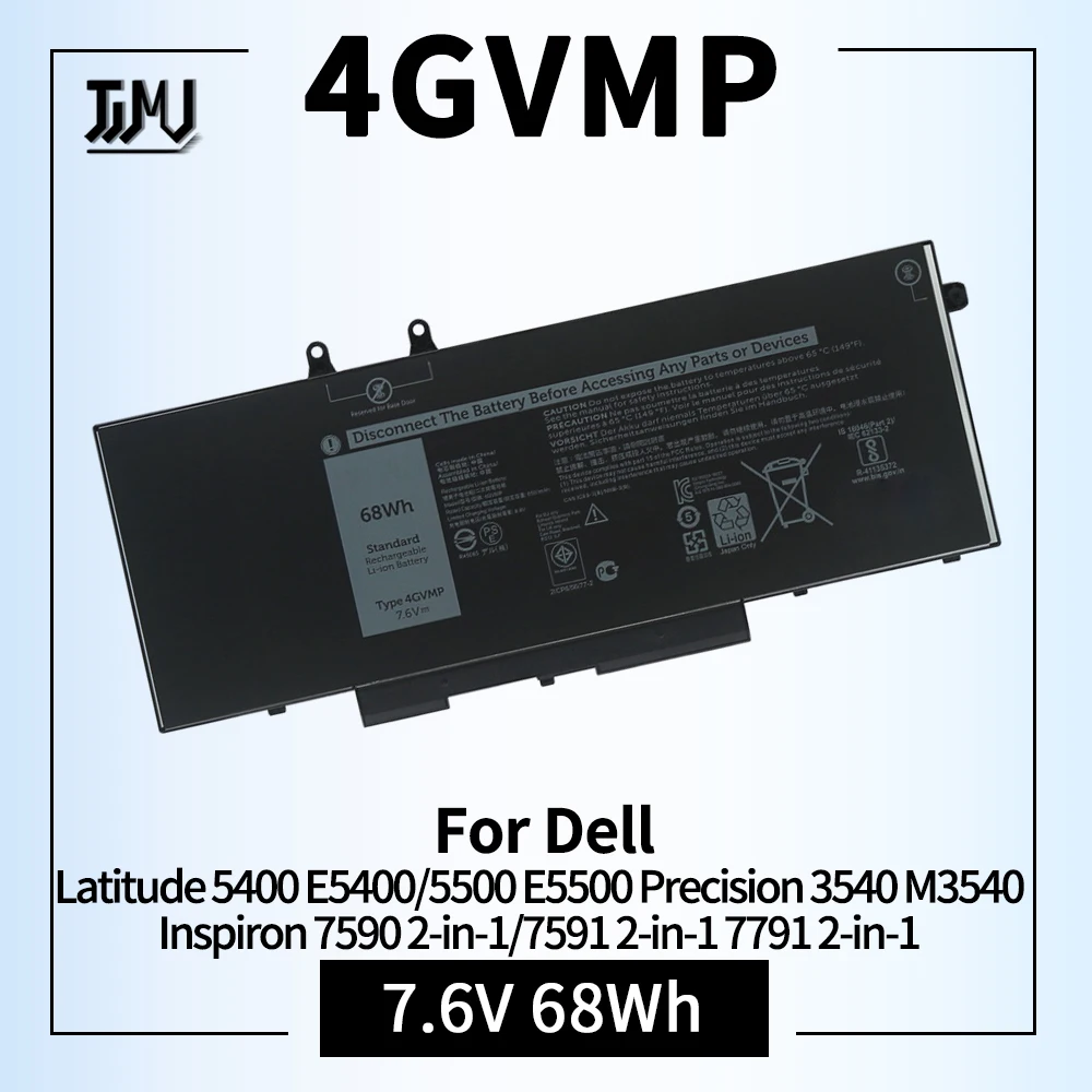 Batteria Per Laptop 4Gvmp Per Dell Latitude 5400 5500 5410 5510 E5400 E5500 Inspiron 7590 7591 7791 2-In-1 Precision 3540 3550 Series
