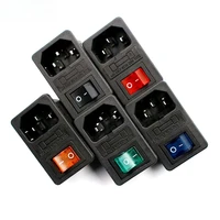 With 10A Fuse! Red Rocker Switch Fused IEC320 C14 Inlet Power Socket Fuse Switch Connector Plug Connector Red Green Blue Black 4