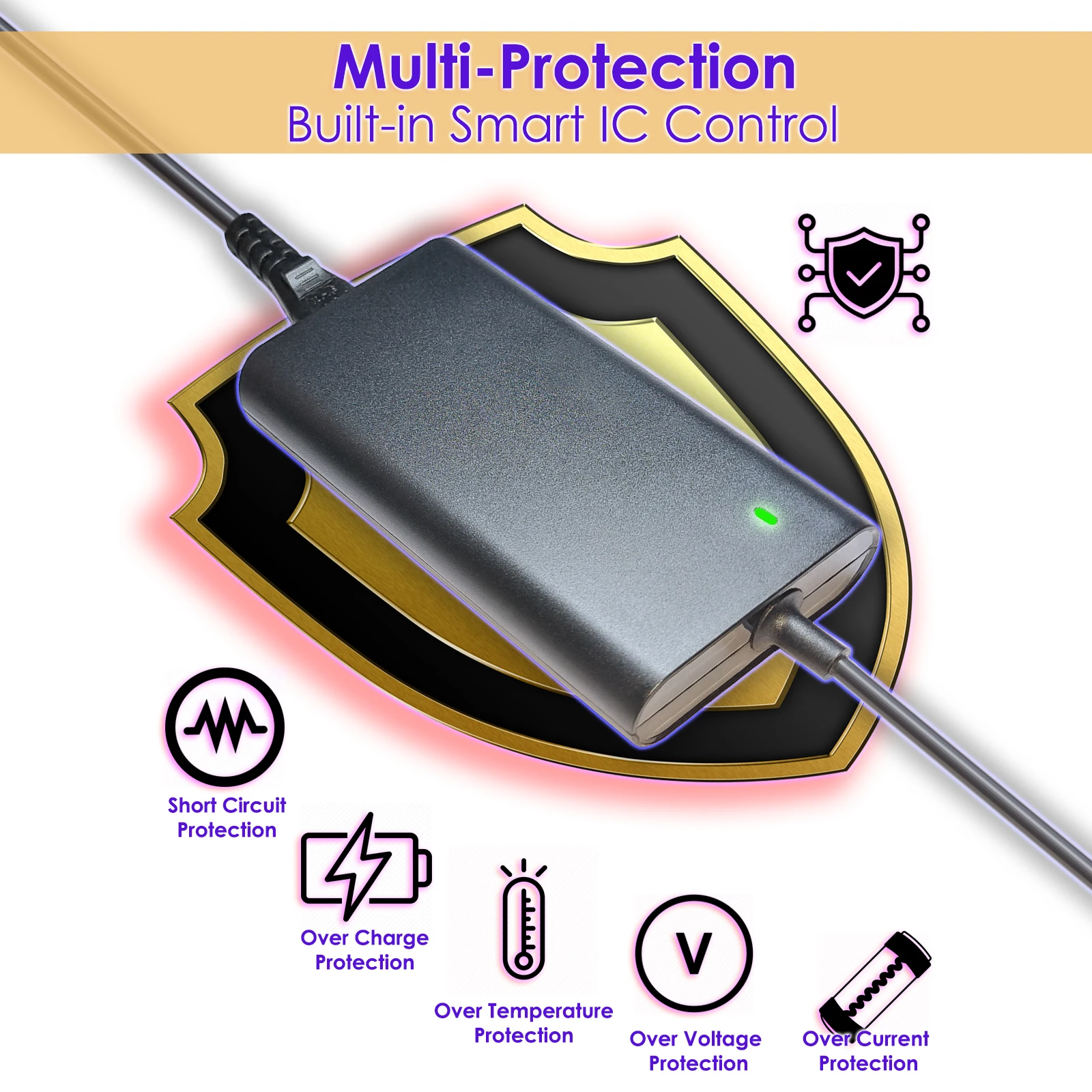 Universal 65W Laptop Charger Power Adapter with Multiple Voltage Options