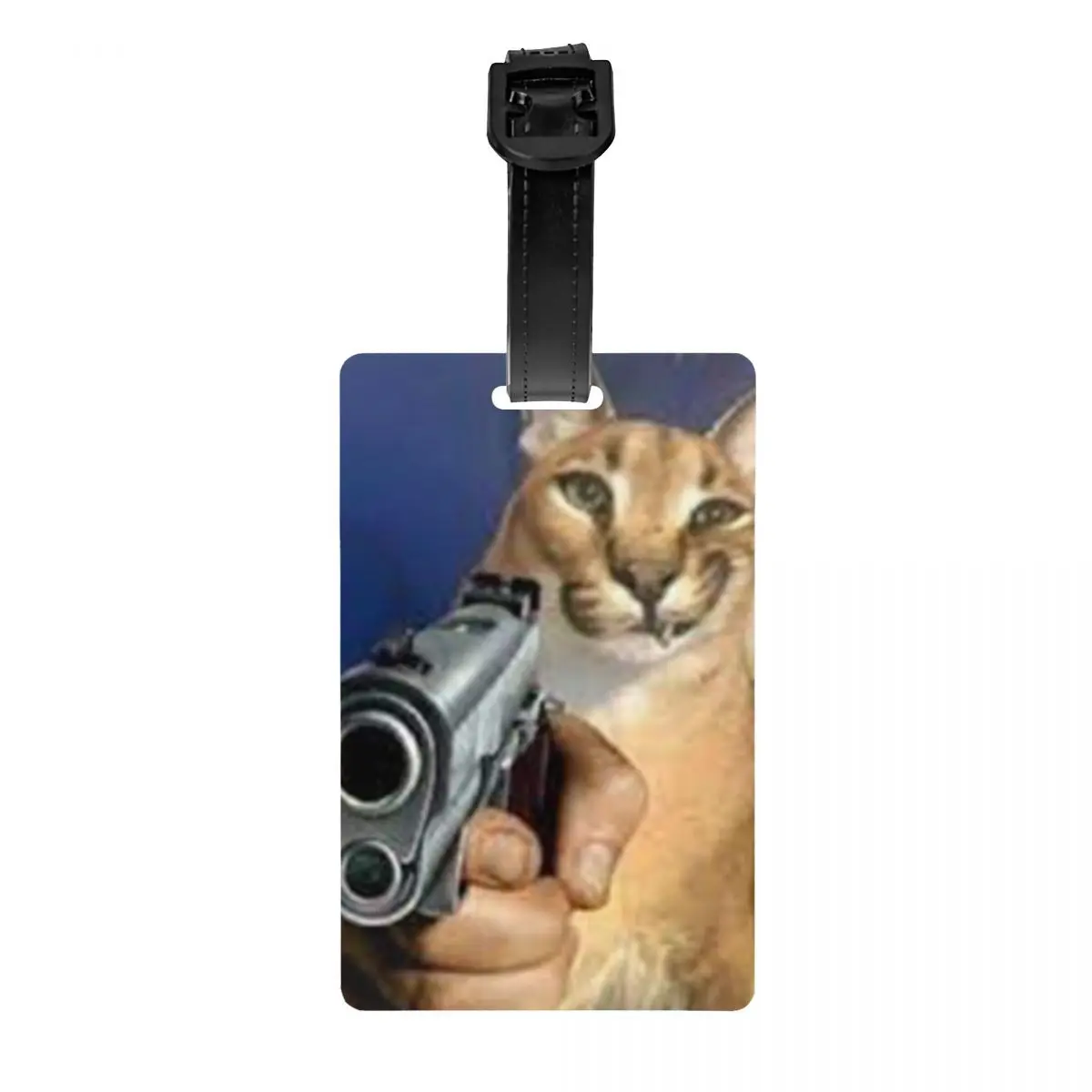 

Big Floppa Gangsta Cat Luggage Tag Suitcase Baggage Privacy Cover ID Label