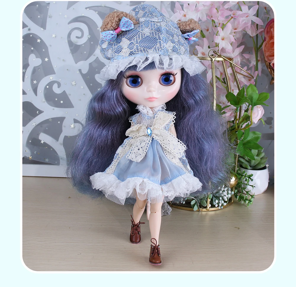 Kitty - Premium Custom Neo Blythe Pop met pers hare, wit vel en blink oulike gesig 2