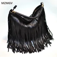 Boho Style Tassels Crossbody Bag for Women 2025 Large Capacity Casual Fringes Shoulder Bag  Zipper Large Capacity Soft Leather