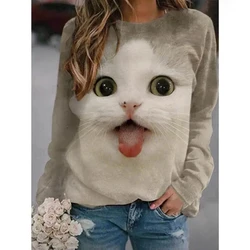 Kawaii Animal Hoodies Cute Cat 3D Print Sweatshirts Women Y2k Hoodie Streetwear Oversized Pullovers Woman Clothing