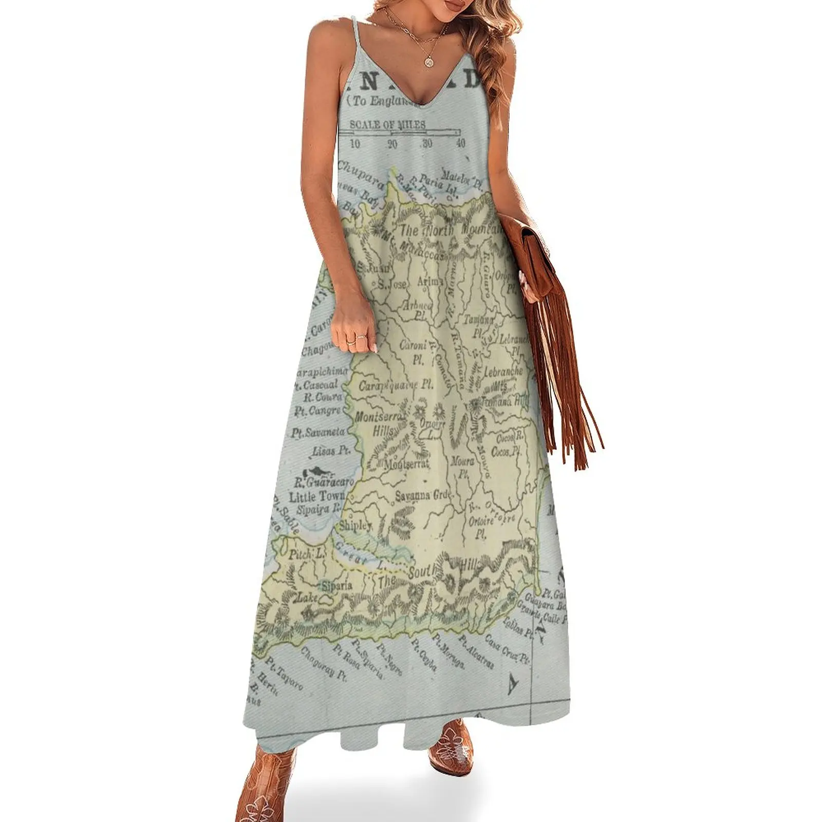 

New Vintage Trinidad Island Map (1901) Sleeveless Dress dresses for woman
