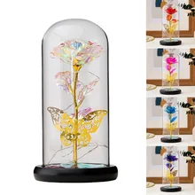 

New Rose In Glass Dome With Lights Enchanted Rose Artificial Flower Perfect For Women Christmas Wedding Anniversary And Birthday