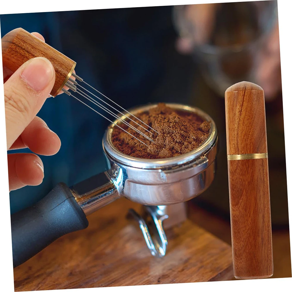 Espresso-Rührer-Verteiler-Werkzeug – Kaffee-Stampfer aus Edelstahl mit Holzgriff, WDT-Nadel, Barista-Zubehör, Nivellierer – Detail 4