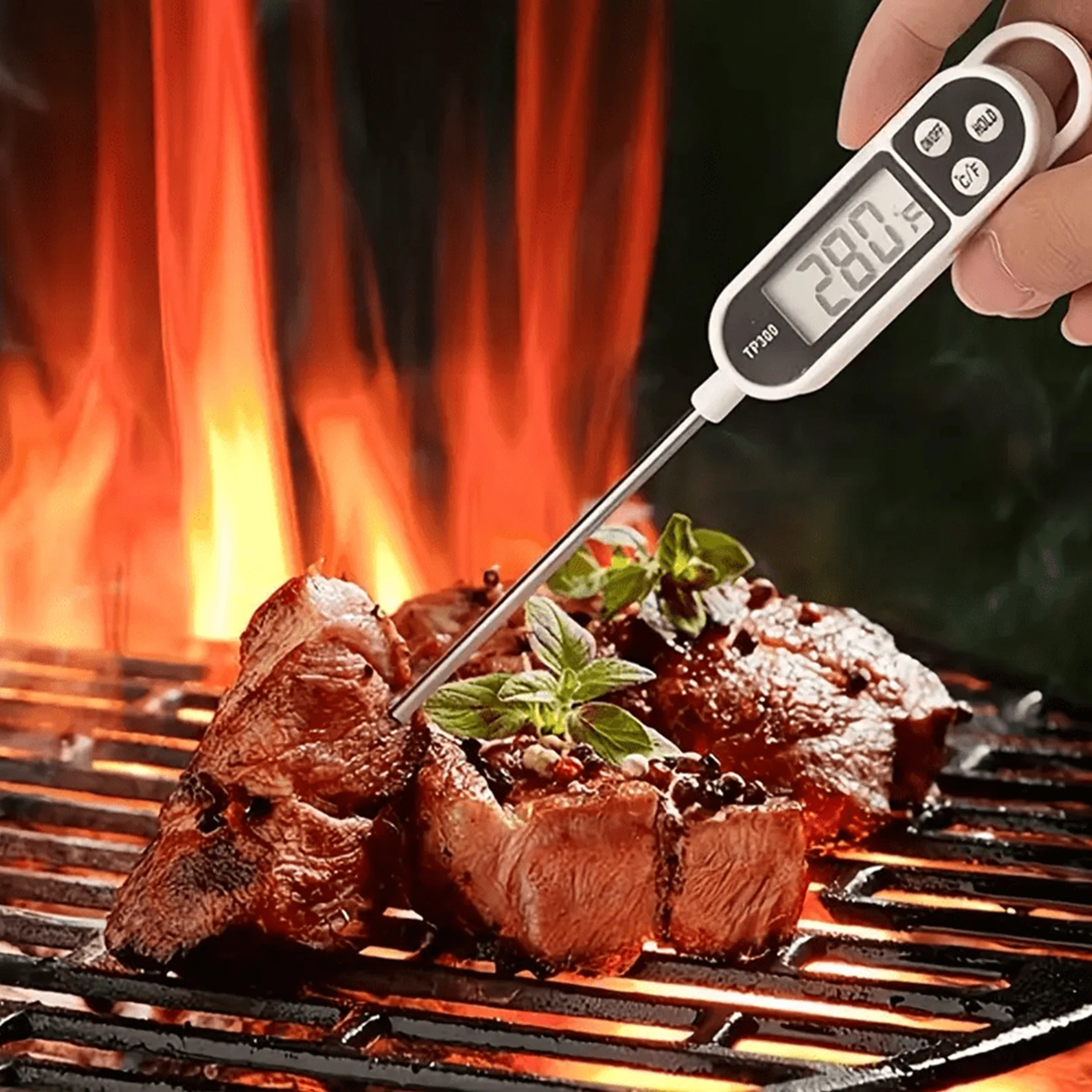 Digital Kitchen Thermometer 1pc Stainless steel probe cooking food barbecue stove water milk oil liquid meat digital kitchen thermometer
