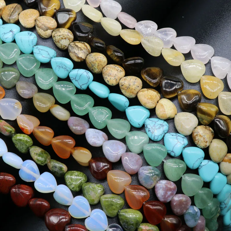 

Natural Stone Heart Shape Healing Crystal Loose Bead Rose Quartz Amethyst Tiger Eye Charms Jewelry Making