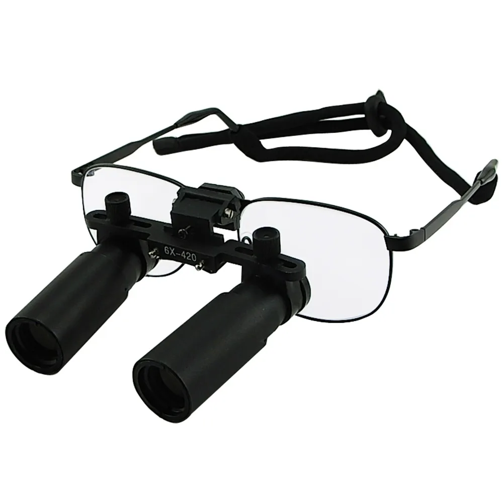

Flip-Up Flexible Optical Glass Loupe Dentisy 6.0x Magnification Loupes 45mm Field of View Keplerian Style Nickel Alloy