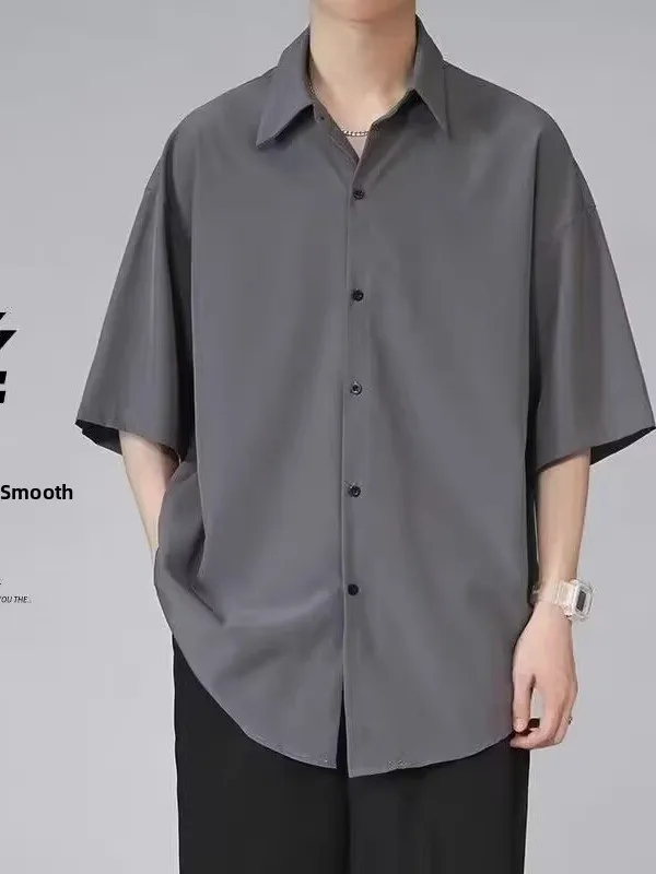Ice Silk Casual Loose ort Sve Men's irt Anti-Wrinkle Large Size Youth Faion Summer T-irt Polyester Durable Garment