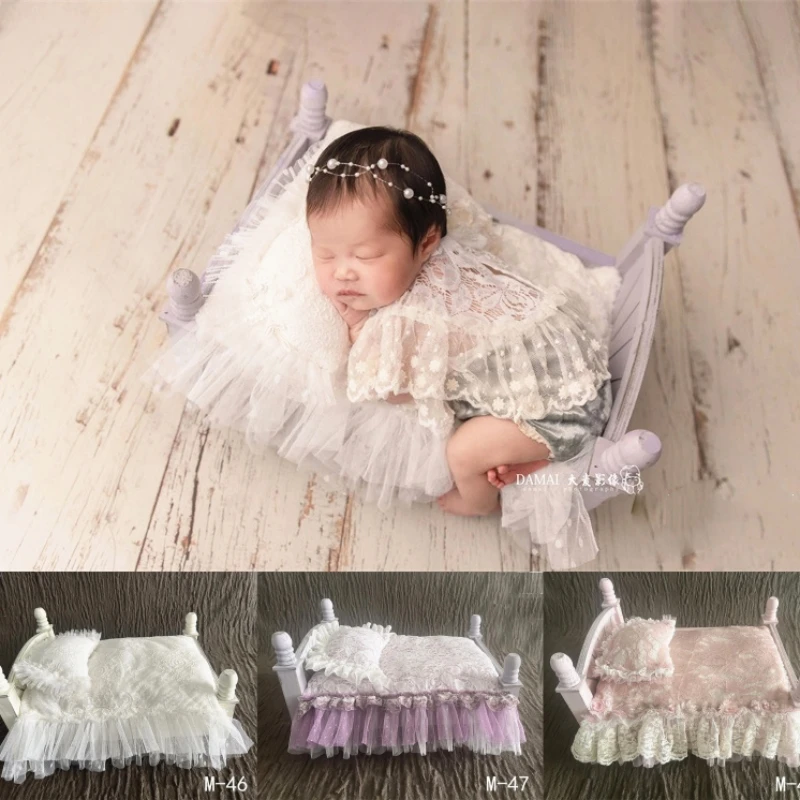 Dvotinst Newborn Baby Photography Props Mini Lace Mattress Posing Pillow Bedding for Crib Accessories Studio Shoot Photo Props newborn photography props baby girl photography props headband pillow cushion baby photo shoot studio accessories