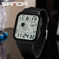 SANDA 6052 LED Digital Waterproof Sports Shockproof Mens Wristwatches Luxury Electronic Watch for Men Alarm Clock Reloj Hombre