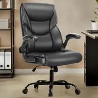 Office High Back PU Leather Executive Computer Desk Lumbar Support Flip up Armrest Gaming Rolling Chair with Wheels Black 1