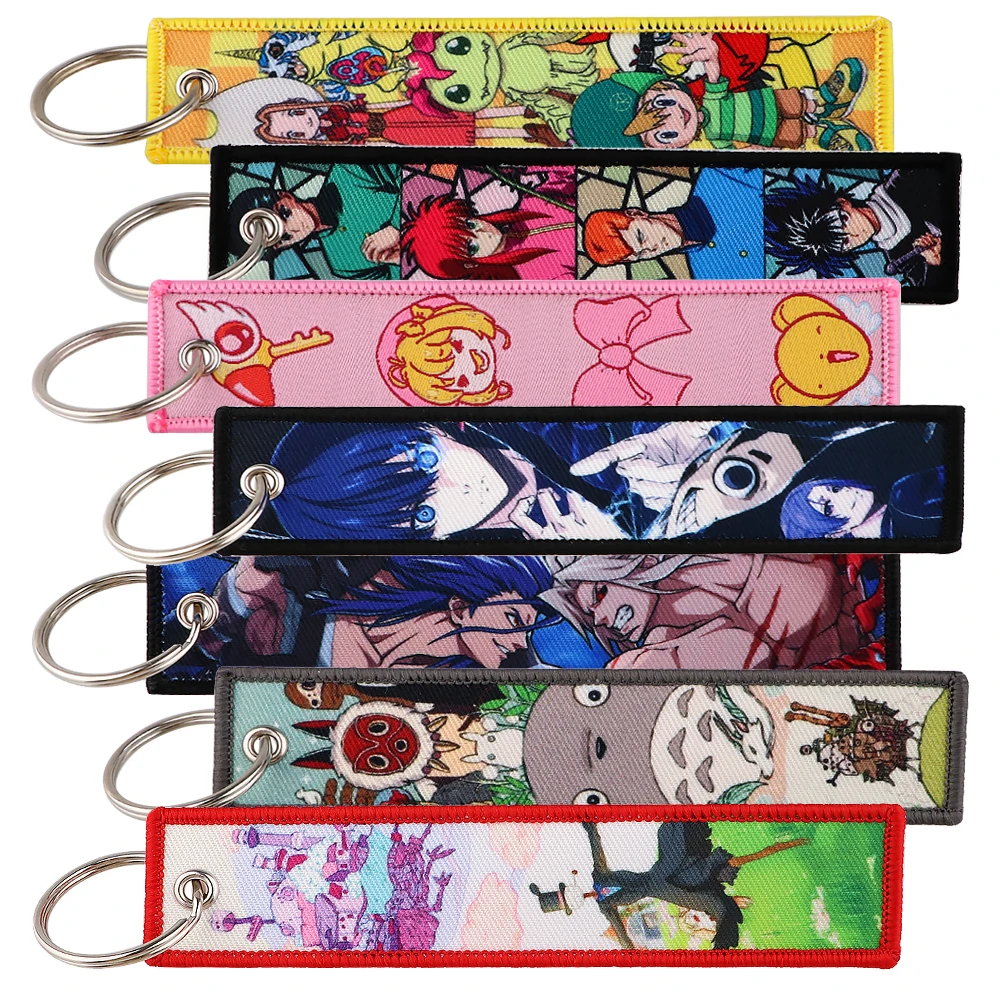 

BLUE LOCK Cardcaptor Sakura Anime Key Tag Embroidery Key Fobs Holder Key Ring Key Chain for Motorcycles Cool Accessories