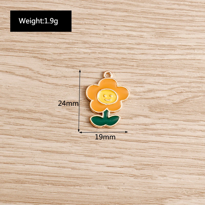10 stücke Emaille Blume Charme Schmuck, Der Sonnenblume Rose Anhänger Charms für Halsketten Ohrringe DIY Schlüsselanhänger Handwerk Zubehör – Detail 18