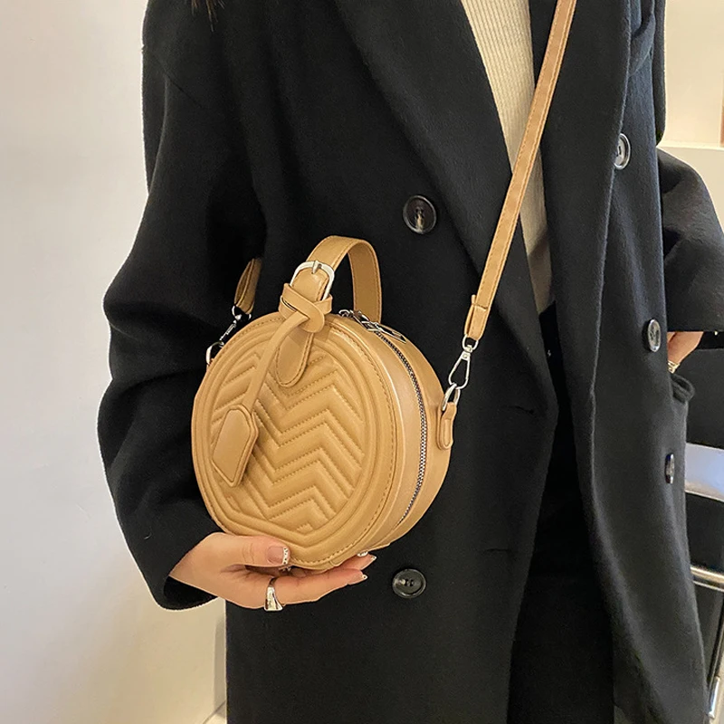 

Brand Designer Ladies Fashion Circular Shoulder Bag Handbags Stripe Crossbody Bags For Women Casual Small Female Bag