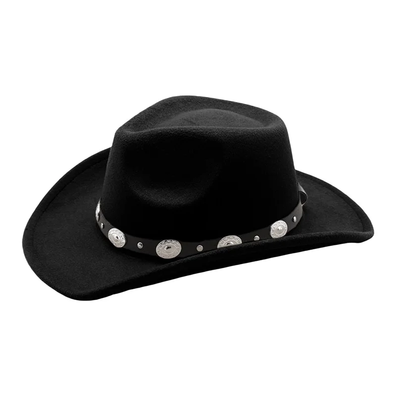 Combhasaki Unisex Cowgirl Hats for Women Men Retro Classic Cowgirl Hats Wide Brim Sun with Leather Band