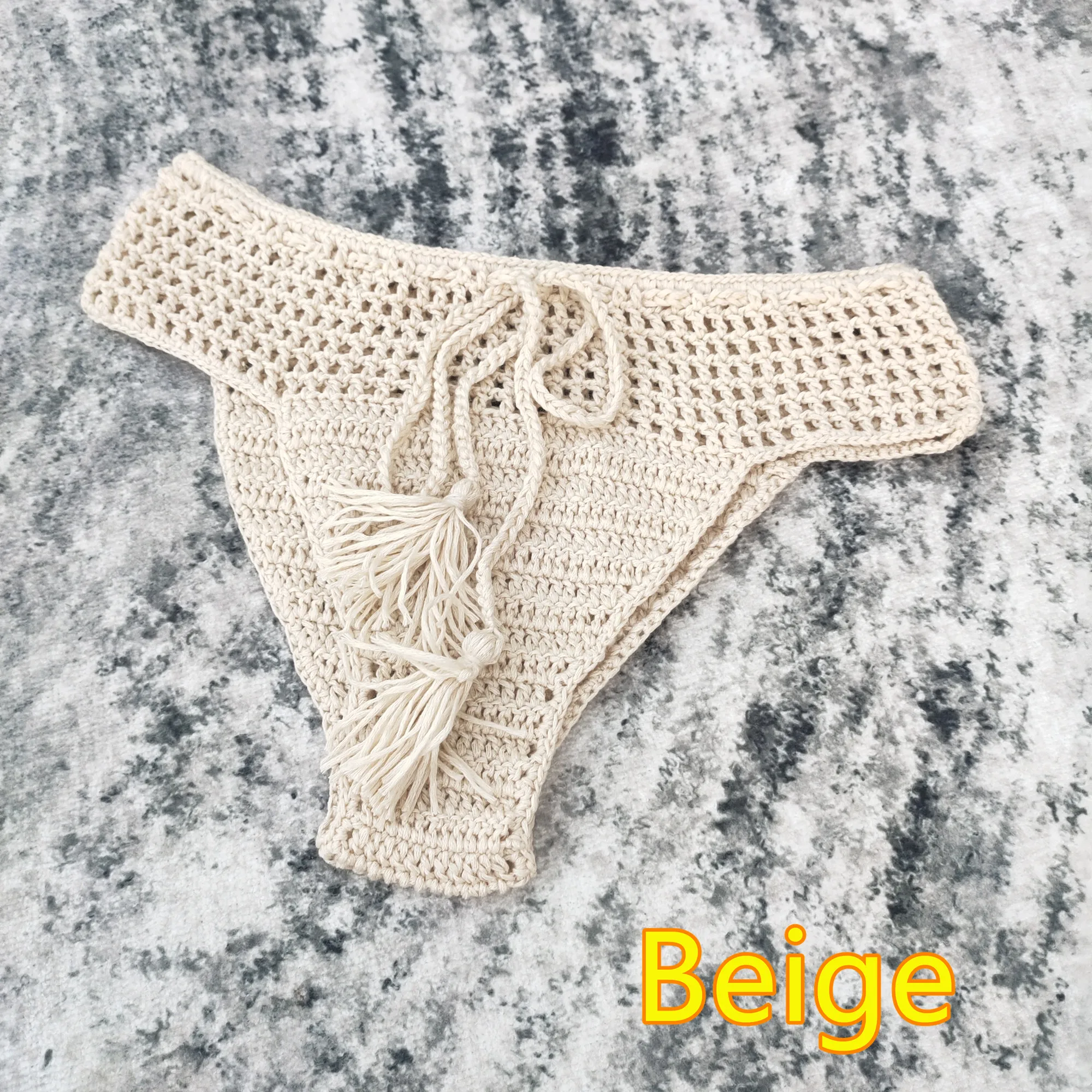 6 Color Hand Crochet Bikini Bottom Shorts Beach Women Tassel Swim Brief