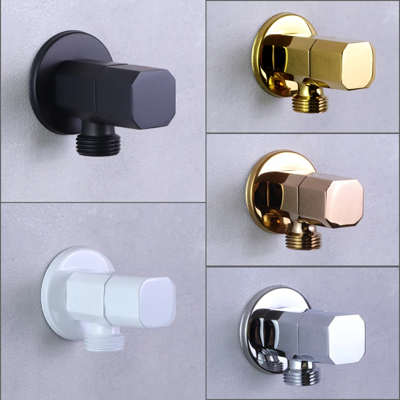 Angle Valve Metal Solid Brass Mop Washing Machine G1/2 Tap Valve Wall Mounted Bathroom Black Rose Gold White Gloss Chrome Grey bathroom faucet water tap faucet