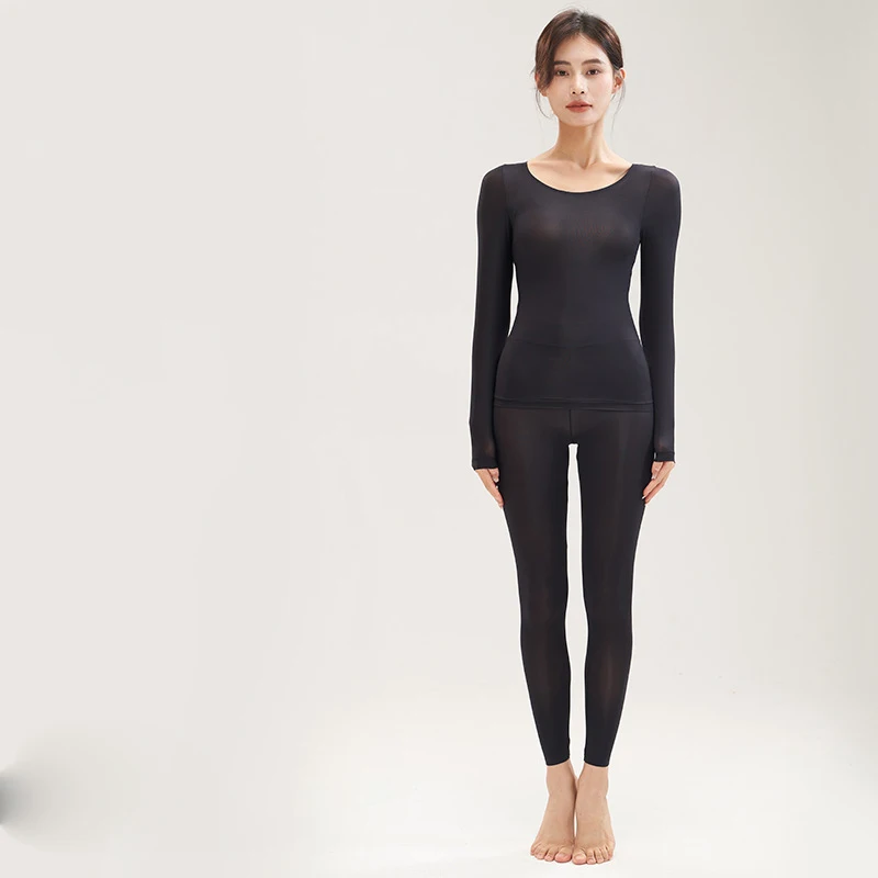 Prayger New Facial Long Jhons Women Elastic Warm Body Underwear Thin Comfortable Tops Pants Set