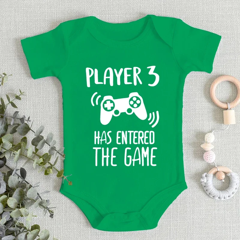 Cute Baby Onesies "Player 3 Has Entered The Game" Funny Jumpsuits Newborn Cotton Boys Girls