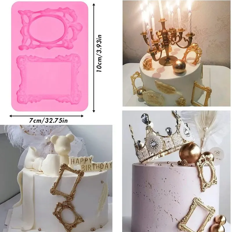 6 Stampi Silicone Per Cornici Torta Stile Barocco - Decorazione 3D Per Fondente, Cioccolato E Biscotti - Foto 9