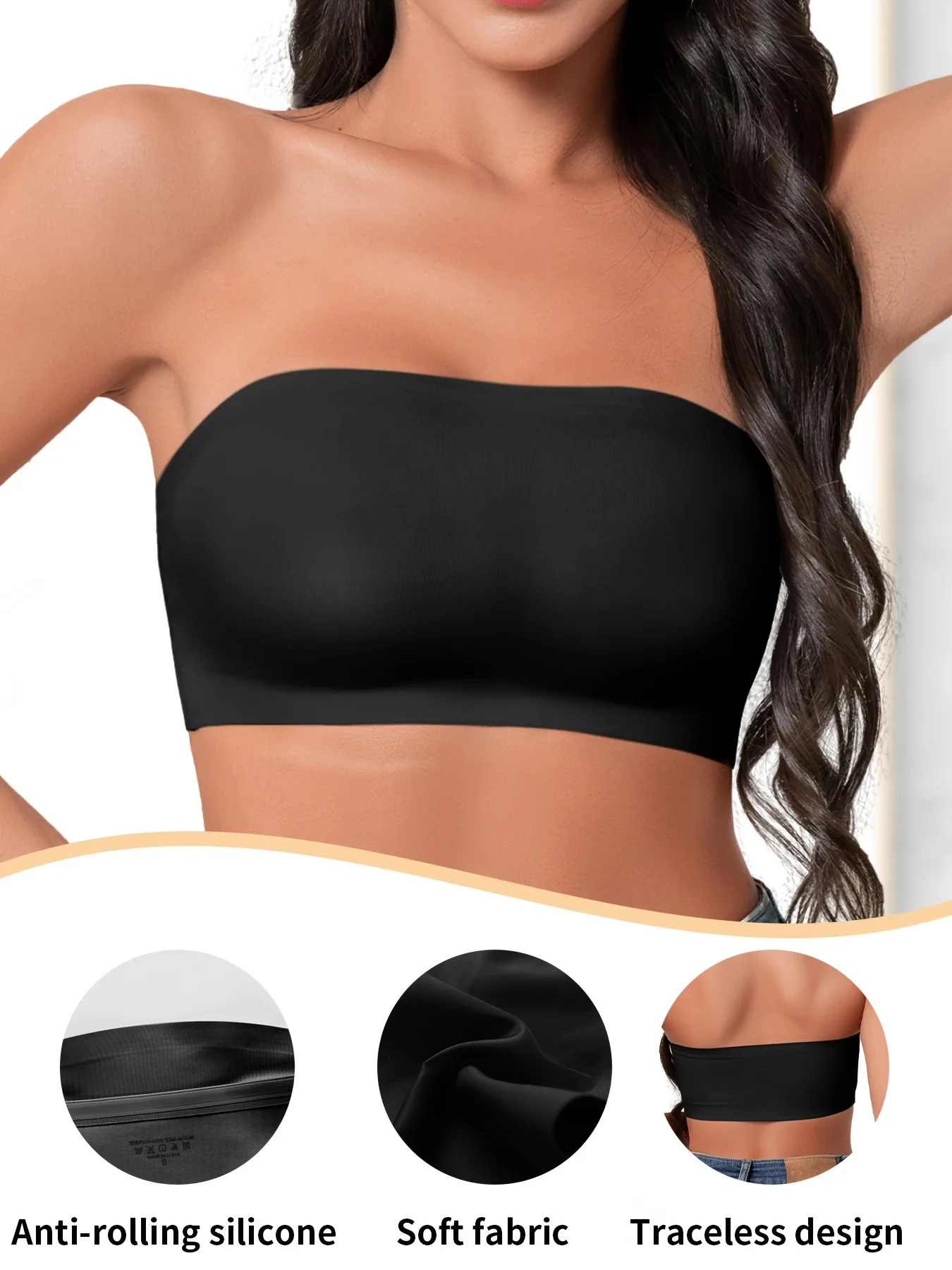 Hot Sale Seven Colors One Piece Women Seamless Strapless Bra Wireless Non-pad Bra Anti-skidding Ice Silk Traceless Strapless Bra 1
