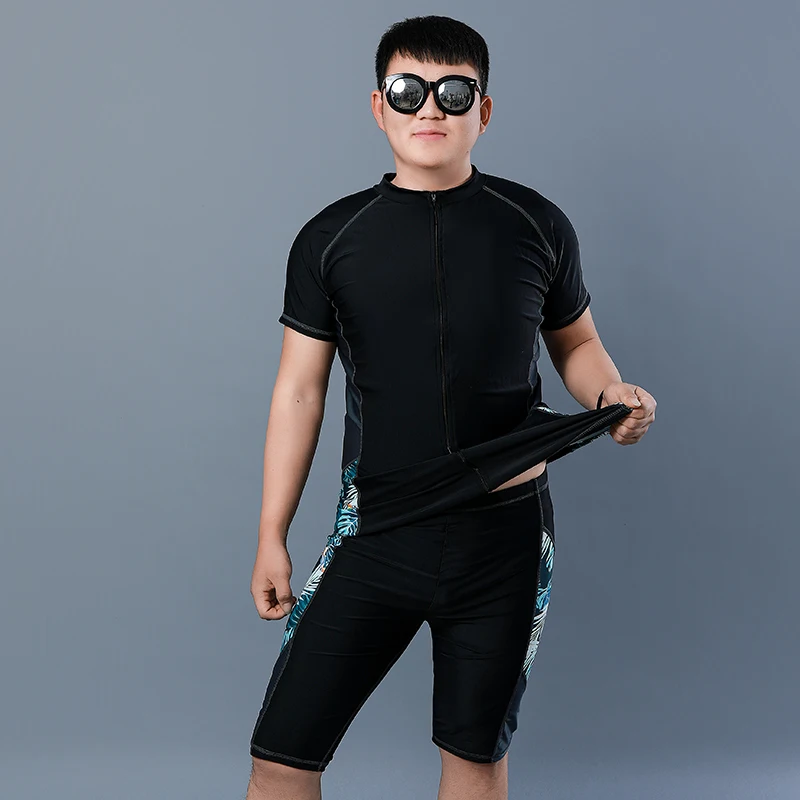 Men's Split Swimsuit Short-sleeved Beach Water Sports Snorkeling Swimming Surfing Suit Plus Size Sunscreen Quick-drying