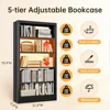 5-Tier Bookcase with Adjustable Storage Shelves, Metal Bookshelf with Book Stopper, Bookcase Shelf for Library, Office 2
