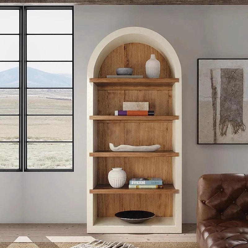 

Retro French Arc Showcase Bookcase Display Cabinet Antique Style Nordic Style