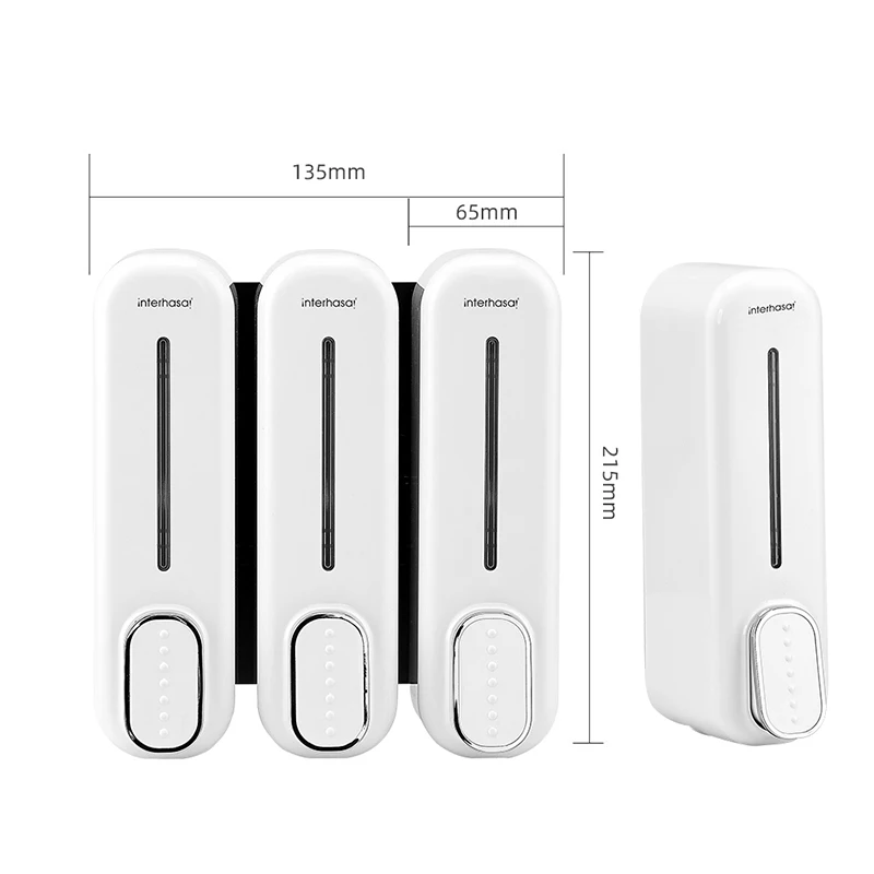 Single/Double/Triple 1050ml Soap Dispenser Wall Shower Bath Shampoo Gel Dispenser Bathroom Accessories Liquid Soap Container Soap Dispenser Shampoo Dispenser