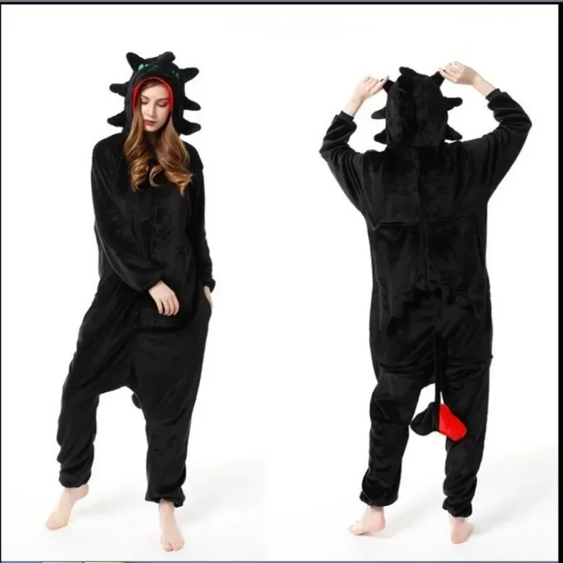 Flannel Cartoon Conjoined Animal Pajamas Tamed Dragon White Dragon Thickened Home Clothes Stitch Pajama Adult Costume Cosplay,women jumpsuit kigurumi pajamas onesies cosplay pajamas onesies flannel pajamas onesies