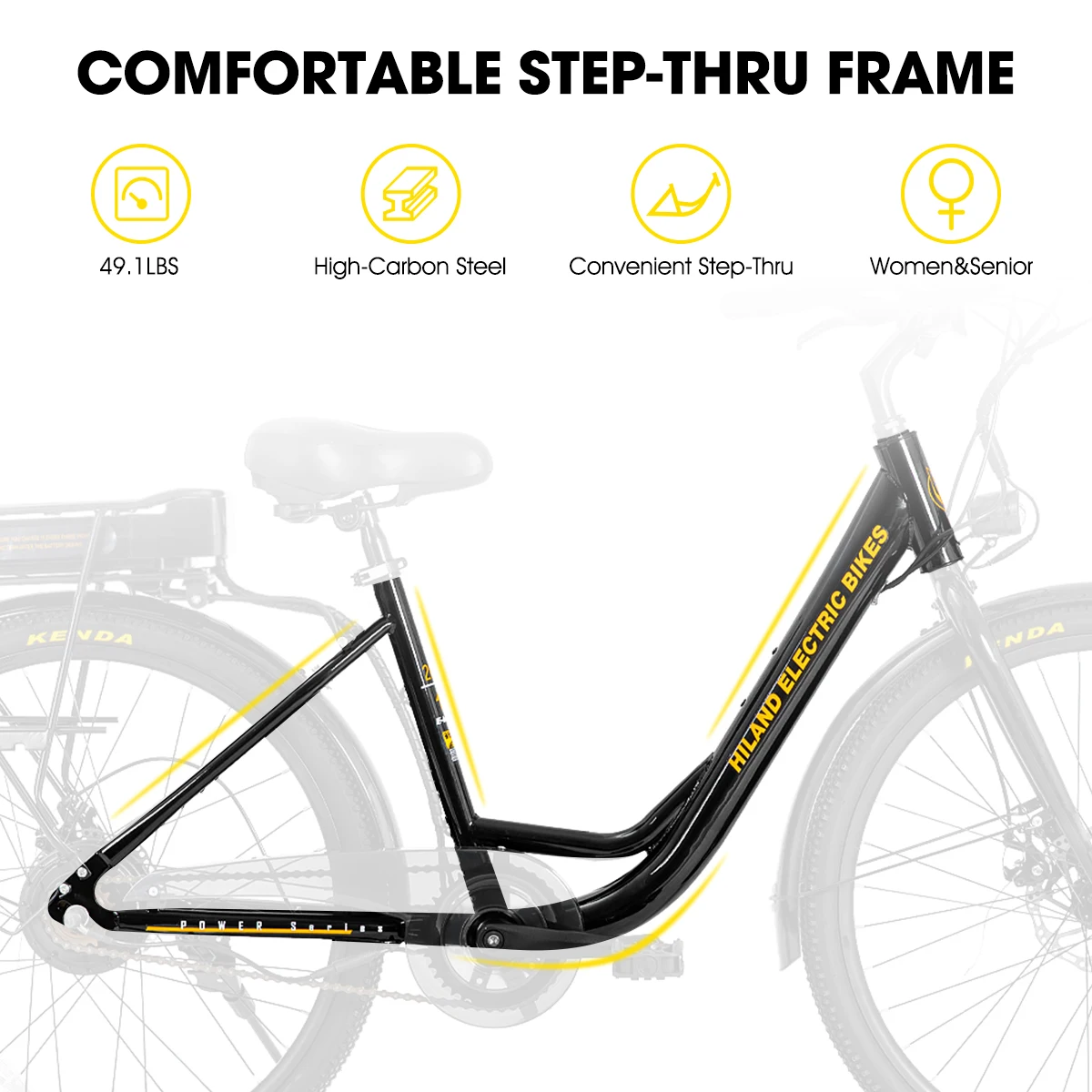 HILAND Adult Electric Bike, 26 Inch 250W Men Women E-Bike with Throttle, Removable Battery, LCD Display, 20 MPH Electric Bike