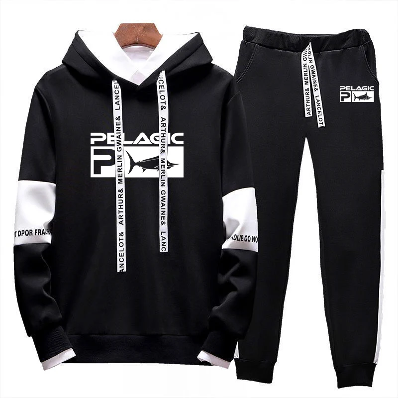 Pelagic Fishing Logo Mens Sweatshirt Set Hoodies+Sweatpants Tracksuit New Brand Joggers Suit for Men 2Pcs Male Pullover Trousers