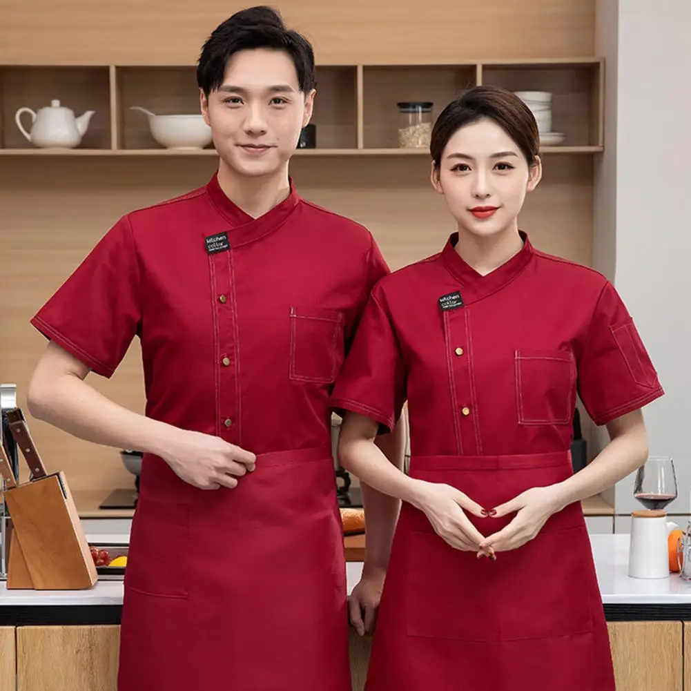 Chef Jacket for Men Women Short Sleeve Cook Shirt Bakery Restaurant Waiter Uniform Top Bakery Waiter Shirts Food Service Uniform men women short sleeve breathable chef jacket catering restaurant summer kitchen work uniform cook clothes for bakery chefs tops