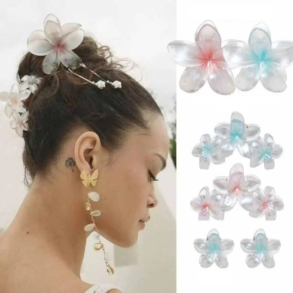 Fermaglio Per Capelli Frangipani Sfumato Semplice Stile Plumeria Shark Clip Flower Hairpin