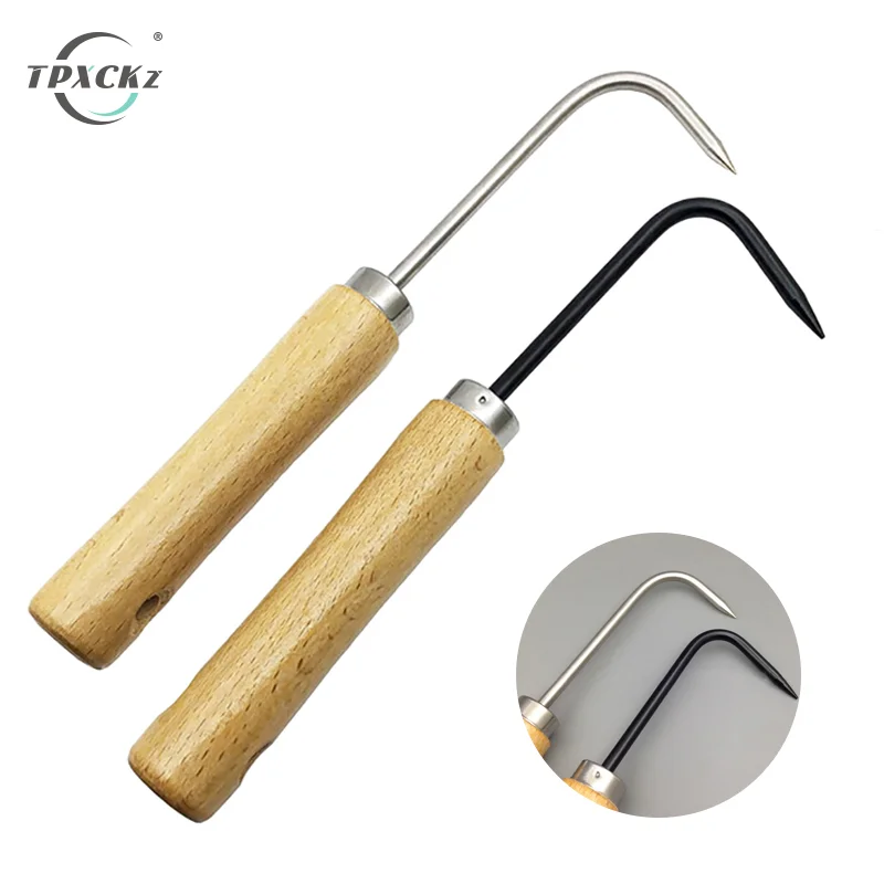 

1 шт. 21,5 см Твердые инструменты из углеродистой стали бонсай крючок деревянная ручка прочный крючок для травы крепкая трава искусственные аксессуары